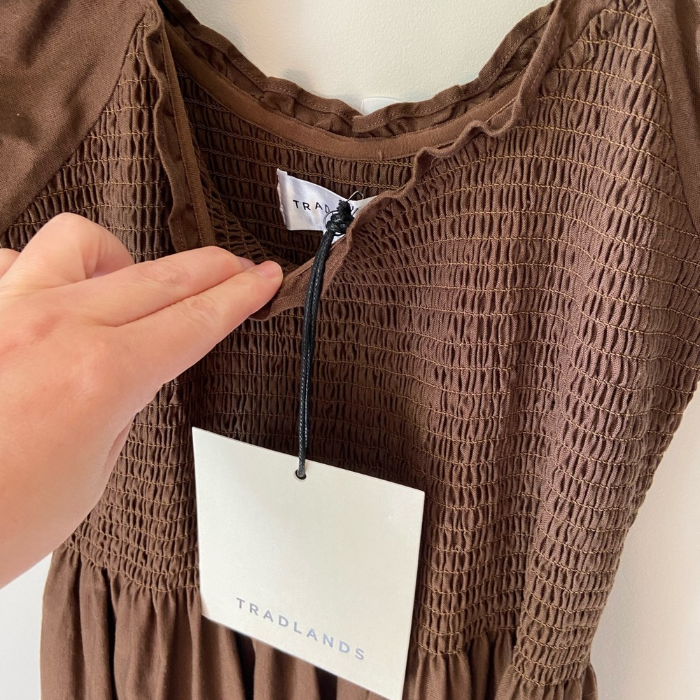 Tradlands Brown Linen Cotton Goldie Dress - Picture 3 of 4